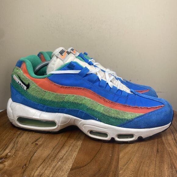 Nike Air Max 95 SE Running Club Mens Blue Green Red Size 10.5 Athletic Shoes - Picture 1 of 10